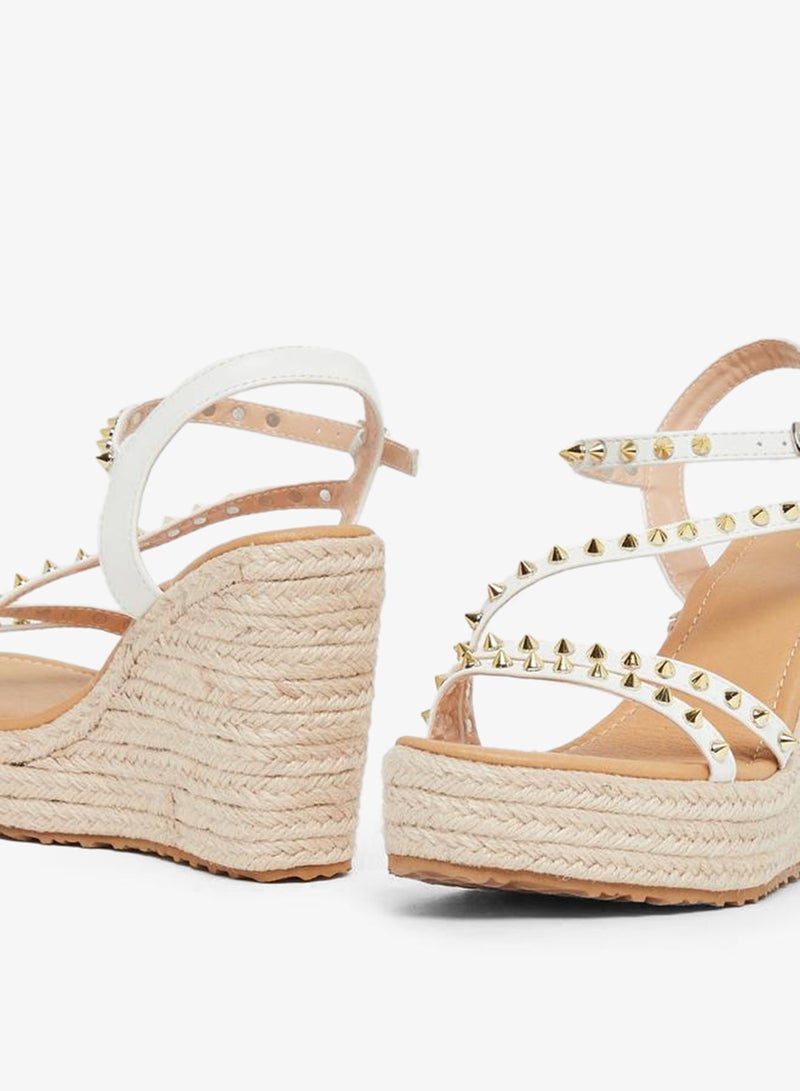 Styli Studded Strappy Espadrille Wedge Heel Sandals - Image 3