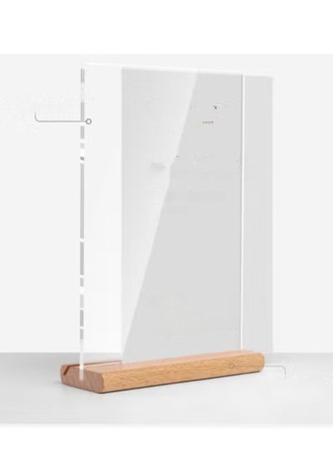 Eckek Eckek  2 Pack Acrylic Label Holder Price Tag Displays Sign Holder Data Card Holder Wood Base Table Top Sign Stand  - Image 5