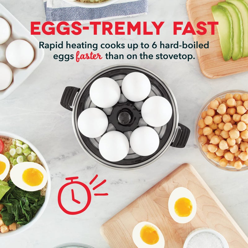 Dash DASH Rapid Egg Cooker: 6 Egg Capacity Electric Egg Cooker for Hard Boiled Eggs, Poached Eggs, Scrambled Eggs, or Omelets with Auto Shut Off Feature - Black  - Image 4