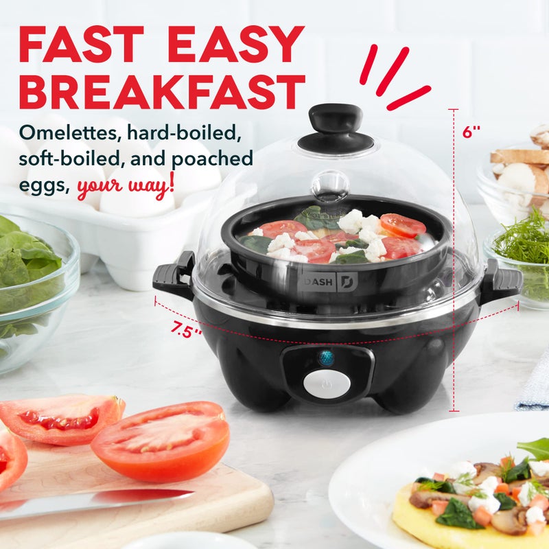 Dash DASH Rapid Egg Cooker: 6 Egg Capacity Electric Egg Cooker for Hard Boiled Eggs, Poached Eggs, Scrambled Eggs, or Omelets with Auto Shut Off Feature - Black  - Image 3
