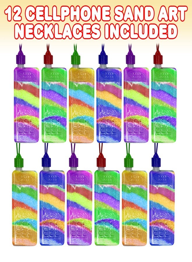 ArtCreativity Cellphone Art Bottle Necklaces, Pack of 12, Sand Art Craft Kit with Shaped Bottles, Craft Party Supplies and Party Favors for Kids - Sand Sold Separately (Cellphone) - Image 2