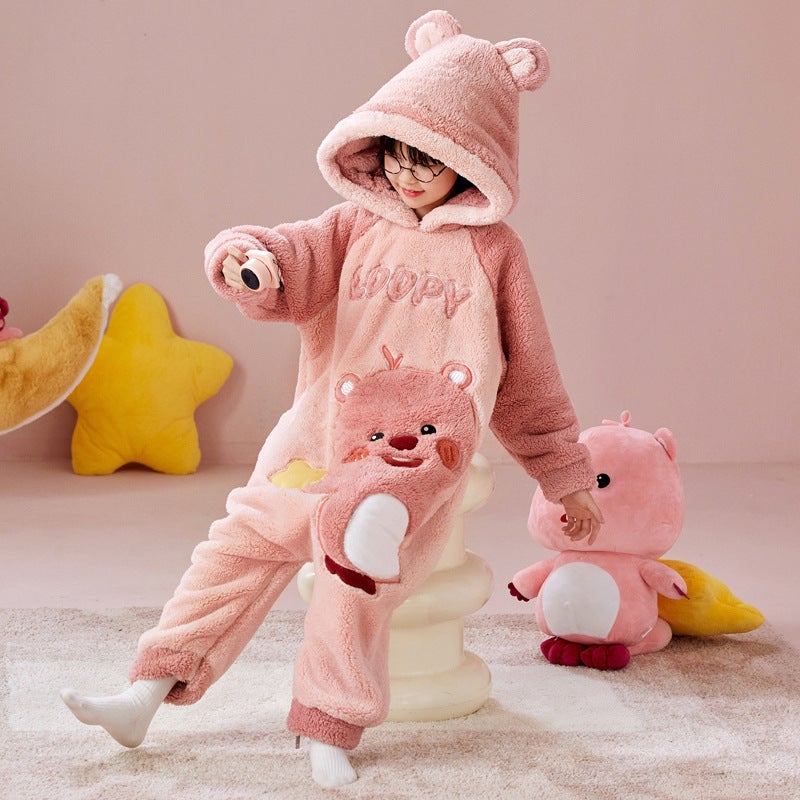 Children'S Pajamas Boys' And Girls' Flannel Sleeping Bag Warm Kick-Proof Home Clothes - Image 1