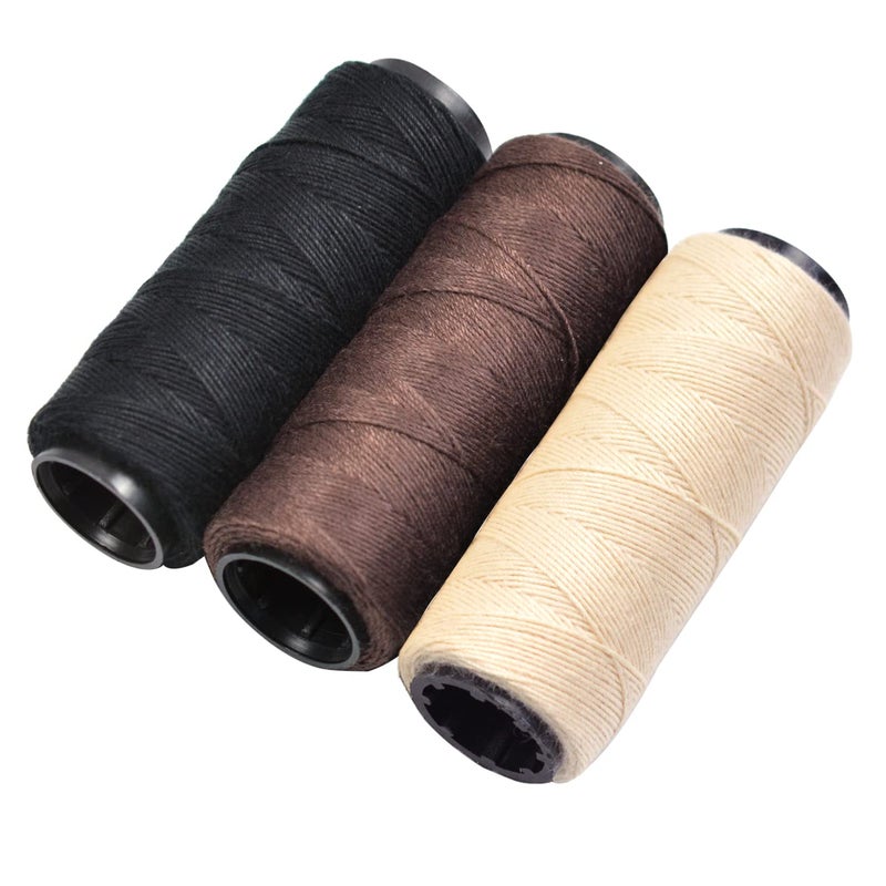 3 Rolls Sewing Threads Weaving Threads for Making Wigs Hand Sewing Hair Weft DIY BlackBeigeBrown