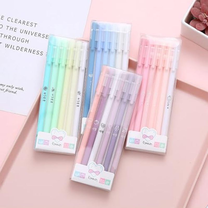Gel Pens, 6 PCS 0.5mm Black Gel Pens, Black Ink Pens, Fine Point Smooth Writing Pens, Cute Gradient Color Gel Pen Set Black Ink, Pens Fine Point Smooth Writing Pens (Purple Series) - Image 5