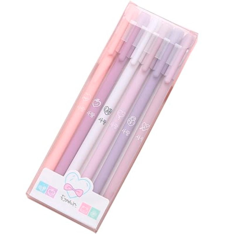 Gel Pens, 6 PCS 0.5mm Black Gel Pens, Black Ink Pens, Fine Point Smooth Writing Pens, Cute Gradient Color Gel Pen Set Black Ink, Pens Fine Point Smooth Writing Pens (Purple Series) - Image 1