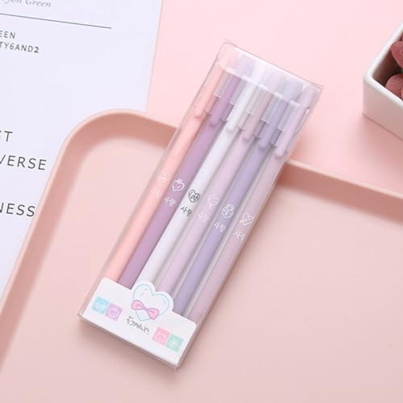 Gel Pens, 6 PCS 0.5mm Black Gel Pens, Black Ink Pens, Fine Point Smooth Writing Pens, Cute Gradient Color Gel Pen Set Black Ink, Pens Fine Point Smooth Writing Pens (Purple Series) - Image 2