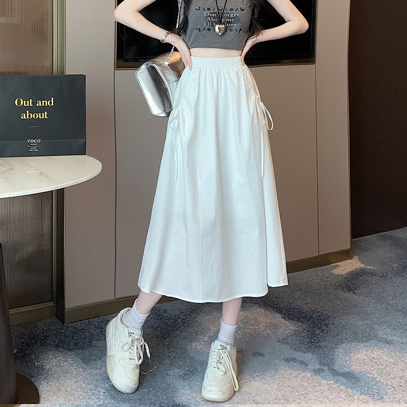 Workwear Skirt For Women 2023 Fashion Western Style High Waist Elastic Lace-Up Drawstring Pocket Mid-Length Fashion - Image 5