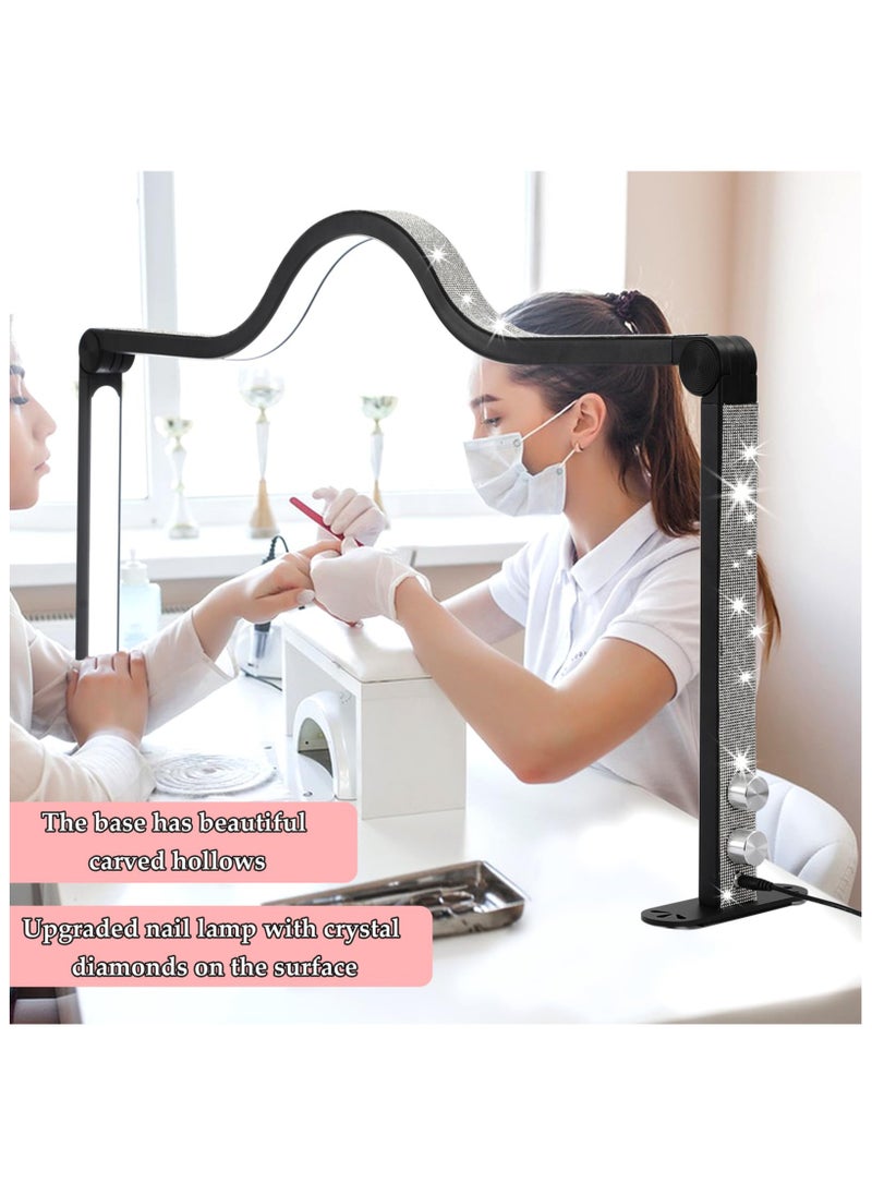 XiuWoo - Half Moon Lamp for Nail Desk,45W Foldable Nail Light for Table,3000K-6000K Stepless Dimming,Adjustable Brightness Color Temperature,Pink - Image 1