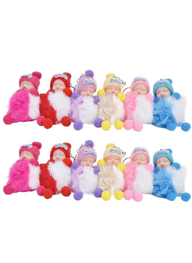 VGEBY Sleeping Baby Doll Keychain 12Pcs Sleeping Baby Doll Keychain Fur Fluffy Key Chains For Keyring Handbag - Image 1