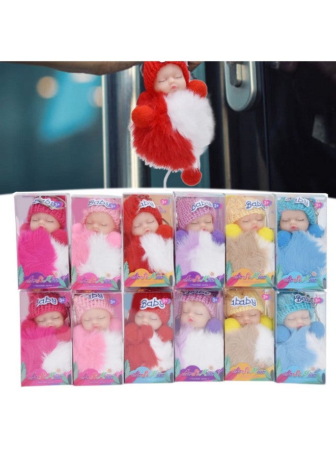 VGEBY Sleeping Baby Doll Keychain 12Pcs Sleeping Baby Doll Keychain Fur Fluffy Key Chains For Keyring Handbag - Image 3