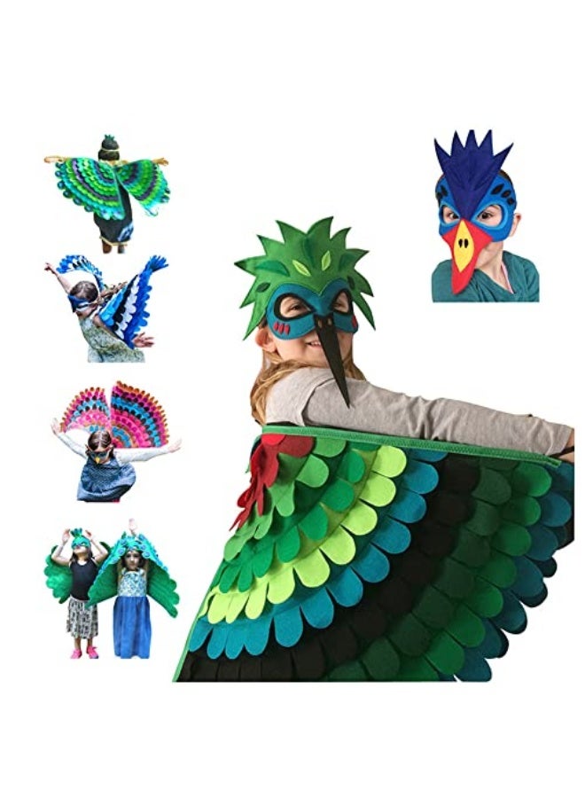 Bird Costume Wings for Kids with Mask, Kids Butterfly Wings, Cape and Mask Cosplay Costume Dress Up Gifts for Girls Boys Cosplay Party Favors - Image 4