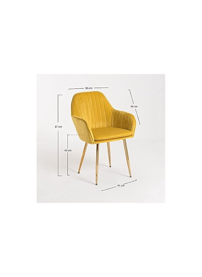 Poppins Home - Dining Room Chairs Living Room Chair Velve Fabric Chair For Hotel Restaurant and Office Visitors (Yellow) - Image 1