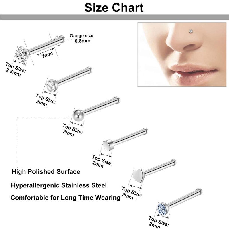ONESING 36 Pcs Nose Rings for Women Nose Piercings Jewelry Nose Studs 20G Nose Rings Hoop Screw Stainless Steel for Women Men - Image 4