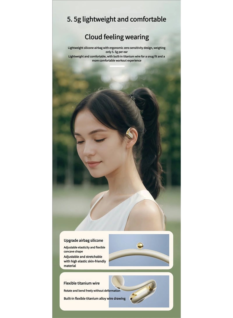 Headphones New in-ear Design Running Earphone HIFI Stereo Noise Reduction Wireless Earbuds White Beige Black - Image 4