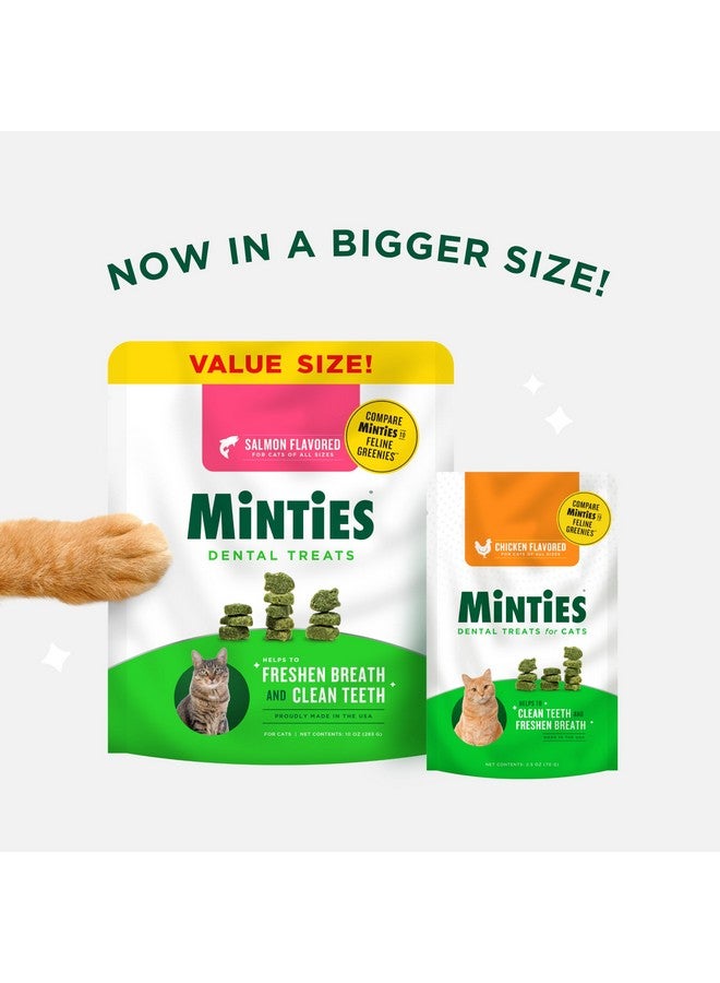 Minties Dental Treats for Cats, Salmon Flavored Treats for Cats, Freshens Breath and Controls Tartar, 2.5oz - Image 1