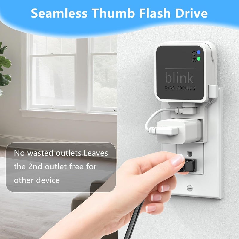 256GB Blink USB Flash Drive with Outlet Wall Mount for Blink Sync Module 2, Space Saving Mounting Bracket Holder for Blink Outdoor & Indoor Security System (Sync Module 2 is NOT Included),White - Image 3