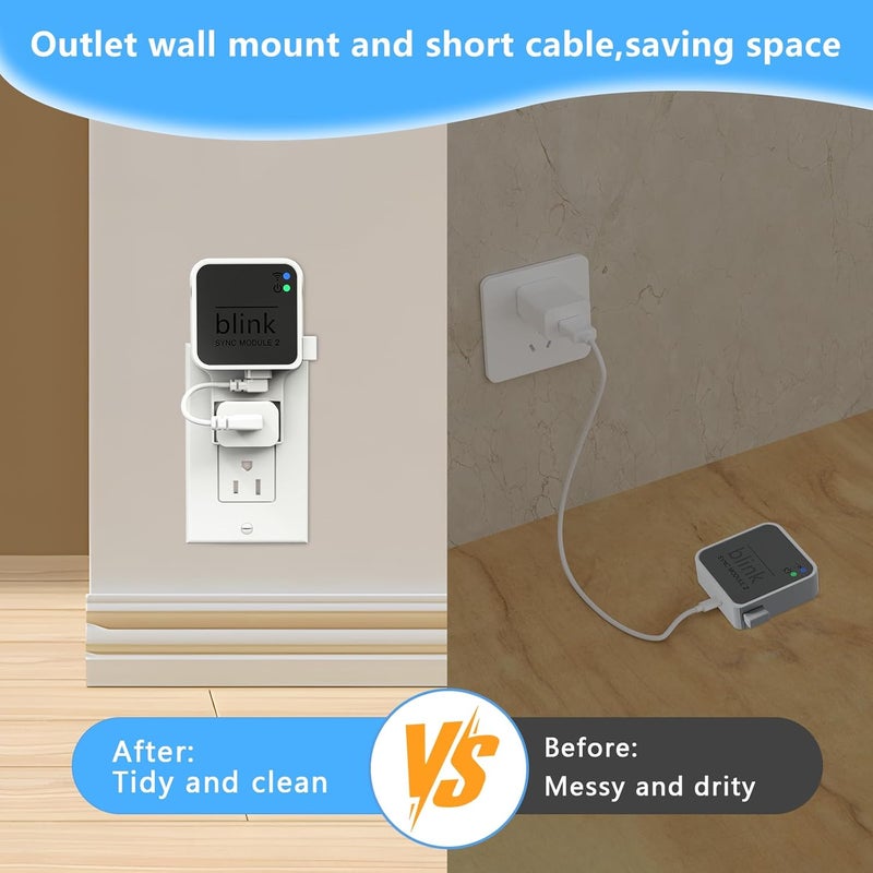 256GB Blink USB Flash Drive with Outlet Wall Mount for Blink Sync Module 2, Space Saving Mounting Bracket Holder for Blink Outdoor & Indoor Security System (Sync Module 2 is NOT Included),White - Image 5