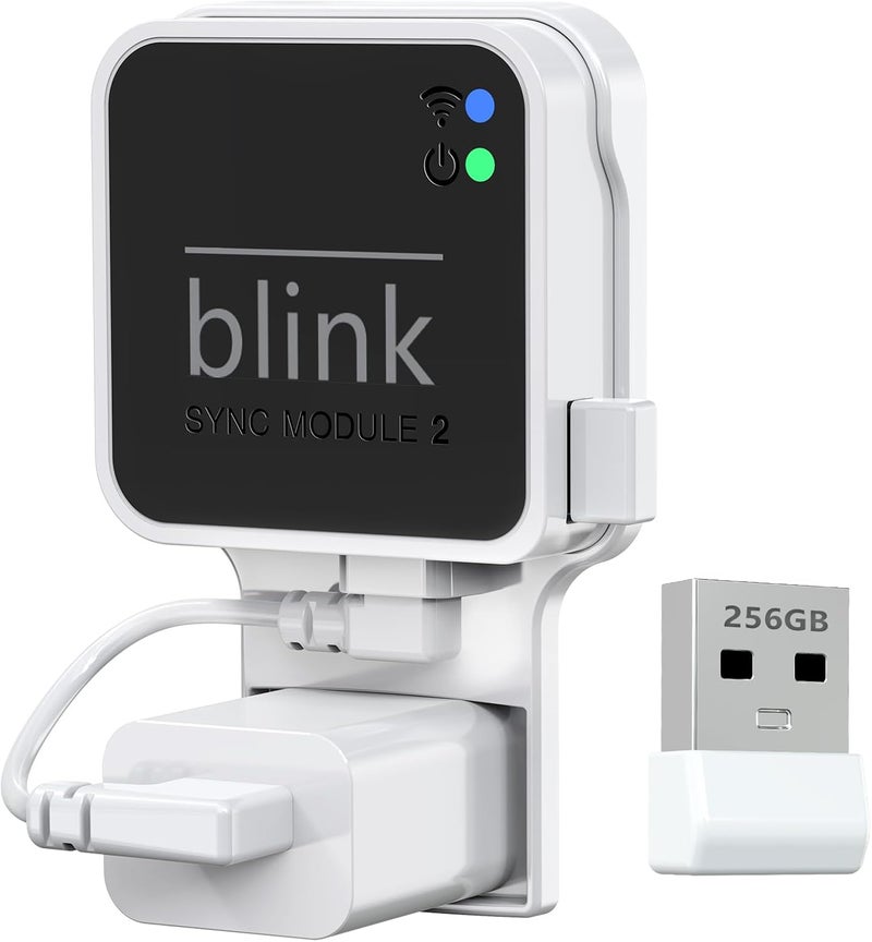 256GB Blink USB Flash Drive with Outlet Wall Mount for Blink Sync Module 2, Space Saving Mounting Bracket Holder for Blink Outdoor & Indoor Security System (Sync Module 2 is NOT Included),White - Image 1