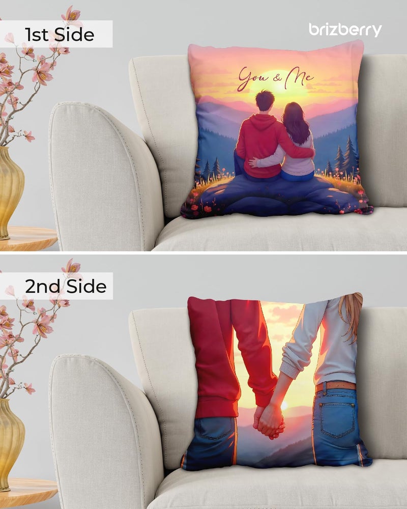 Brizberry® Pillow Cushion Gift for Valentine's Day Anniversary Engagement Birthday Girlfriend Boyfriend Wife Husband Love Romantic Couple Gift with Cushion Filler (16 inch x 16 inch) (Design 13) - Image 2