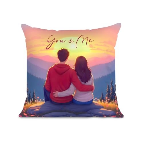 Brizberry® Pillow Cushion Gift for Valentine's Day Anniversary Engagement Birthday Girlfriend Boyfriend Wife Husband Love Romantic Couple Gift with Cushion Filler (16 inch x 16 inch) (Design 13) - Image 1