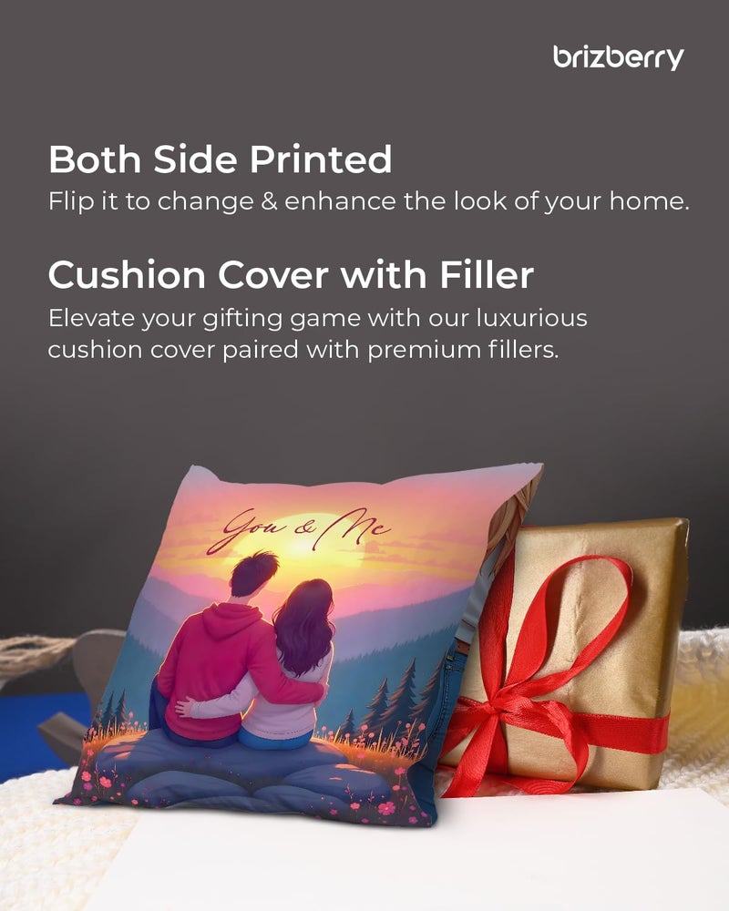 Brizberry® Pillow Cushion Gift for Valentine's Day Anniversary Engagement Birthday Girlfriend Boyfriend Wife Husband Love Romantic Couple Gift with Cushion Filler (16 inch x 16 inch) (Design 13) - Image 4