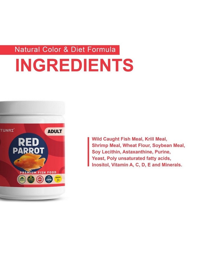 غذاء ممتاز لسمك الببغاء الأحمر | حبيبات بحجم 4 مم، 500 جرام | مدعم بنسبة 40% من البروتين والفيتامينات الأساسية، لجميع مراحل الحياة - Image 5