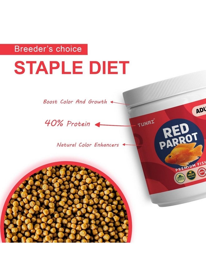 غذاء ممتاز لسمك الببغاء الأحمر | حبيبات بحجم 4 مم، 500 جرام | مدعم بنسبة 40% من البروتين والفيتامينات الأساسية، لجميع مراحل الحياة - Image 3