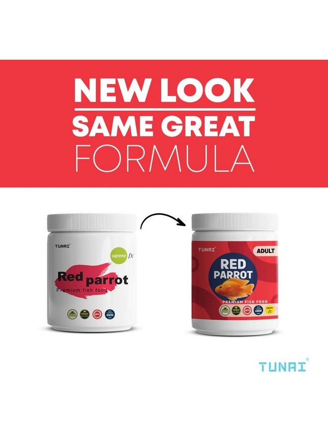 غذاء ممتاز لسمك الببغاء الأحمر | حبيبات بحجم 4 مم، 500 جرام | مدعم بنسبة 40% من البروتين والفيتامينات الأساسية، لجميع مراحل الحياة - Image 2