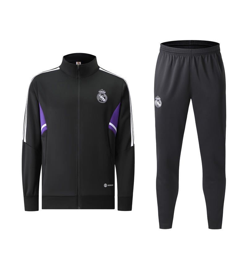 Generic Autumn Winter Long Sleeve Thermal Soccer Suit Set Black Top + black pants 