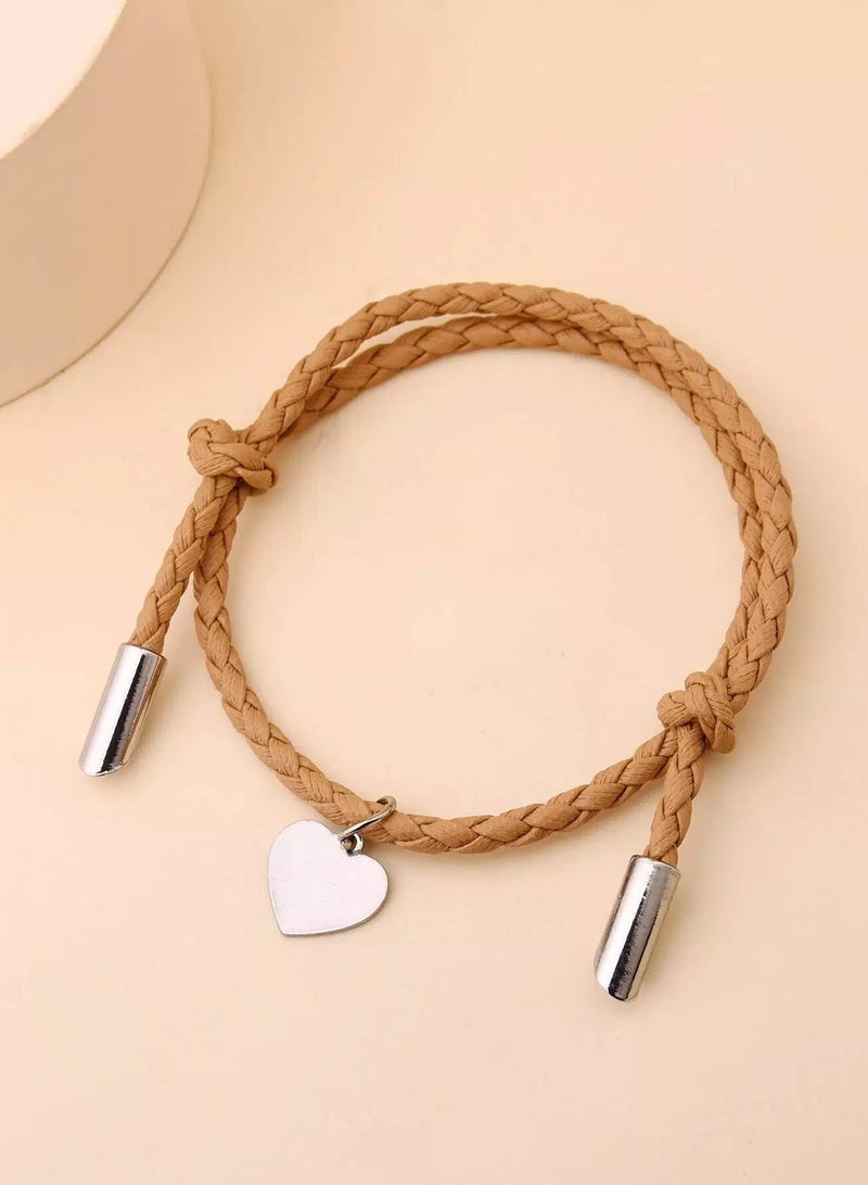 Heart Charm Braided Bracelet