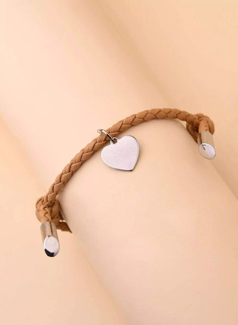 Heart Charm Braided Bracelet