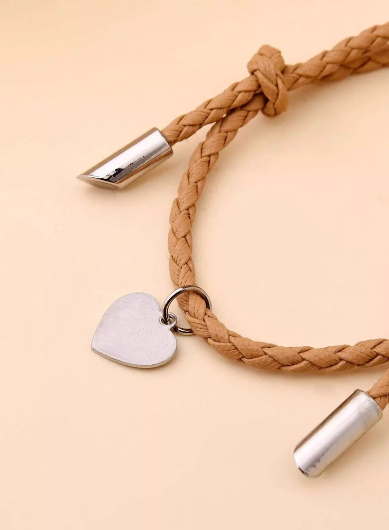 Heart Charm Braided Bracelet