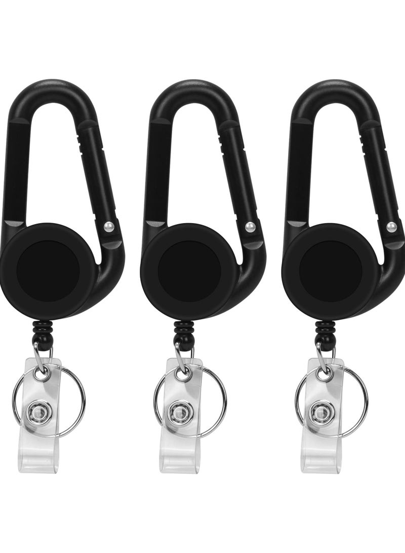Retractable Badge Clips with Multifunctional Carabiner Reel, Heavy-Duty ID Badge Holders and Keychains - 3 Pack for Business Cards and Keys. - Image 1