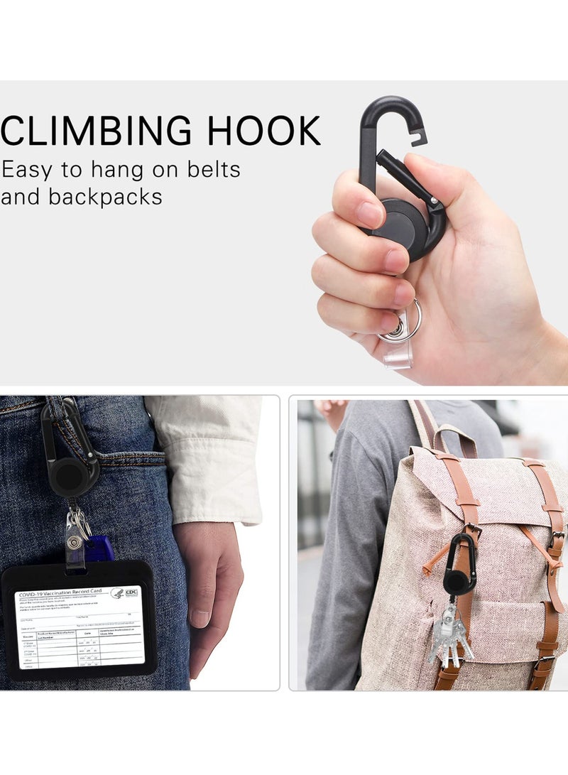 Retractable Badge Clips with Multifunctional Carabiner Reel, Heavy-Duty ID Badge Holders and Keychains - 3 Pack for Business Cards and Keys. - Image 3