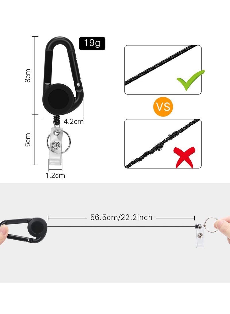 Retractable Badge Clips with Multifunctional Carabiner Reel, Heavy-Duty ID Badge Holders and Keychains - 3 Pack for Business Cards and Keys. - Image 4