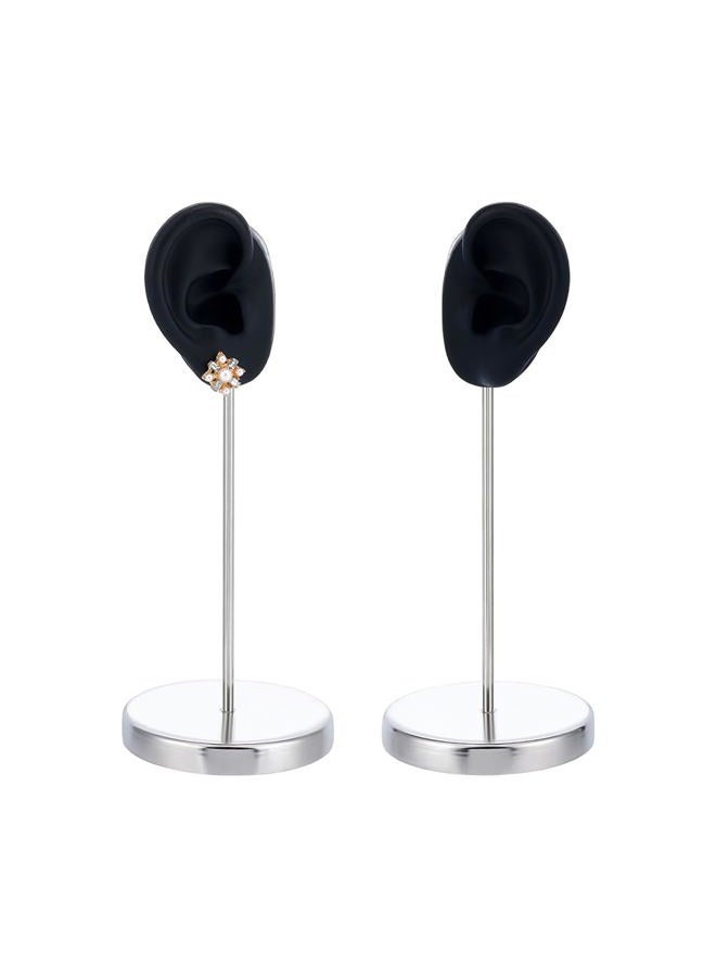 UNICRAFTALE 1 Set Ear Shaped Earring Display Stand Black Piercing Stud Holder with Round Base Silicone Earring Model Organizer Ear Shape Jewelry Organizer Holder for Women Earring Storage - Image 1