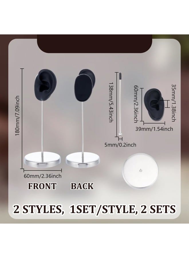 UNICRAFTALE 1 Set Ear Shaped Earring Display Stand Black Piercing Stud Holder with Round Base Silicone Earring Model Organizer Ear Shape Jewelry Organizer Holder for Women Earring Storage - Image 3