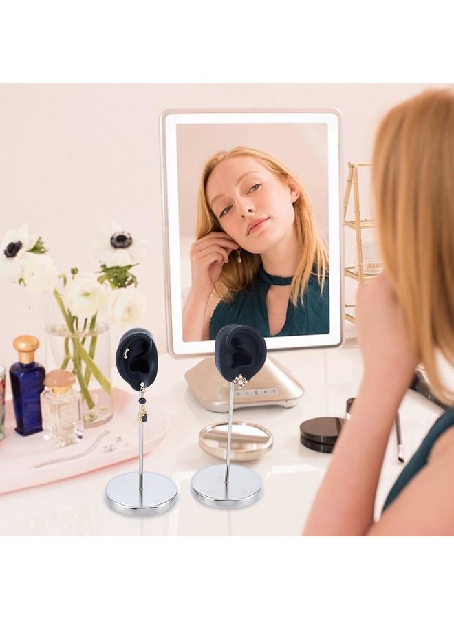 UNICRAFTALE 1 Set Ear Shaped Earring Display Stand Black Piercing Stud Holder with Round Base Silicone Earring Model Organizer Ear Shape Jewelry Organizer Holder for Women Earring Storage - Image 5
