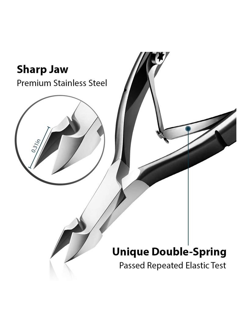 NIBEMINENT Cuticle Trimmer with Pusher, KASTWAVE Remover Nipper Professional Stainless Steel Cutter Clipper Durable Pedicure Manicure Tools for Fingernails and Toenails (Black) - Image 4