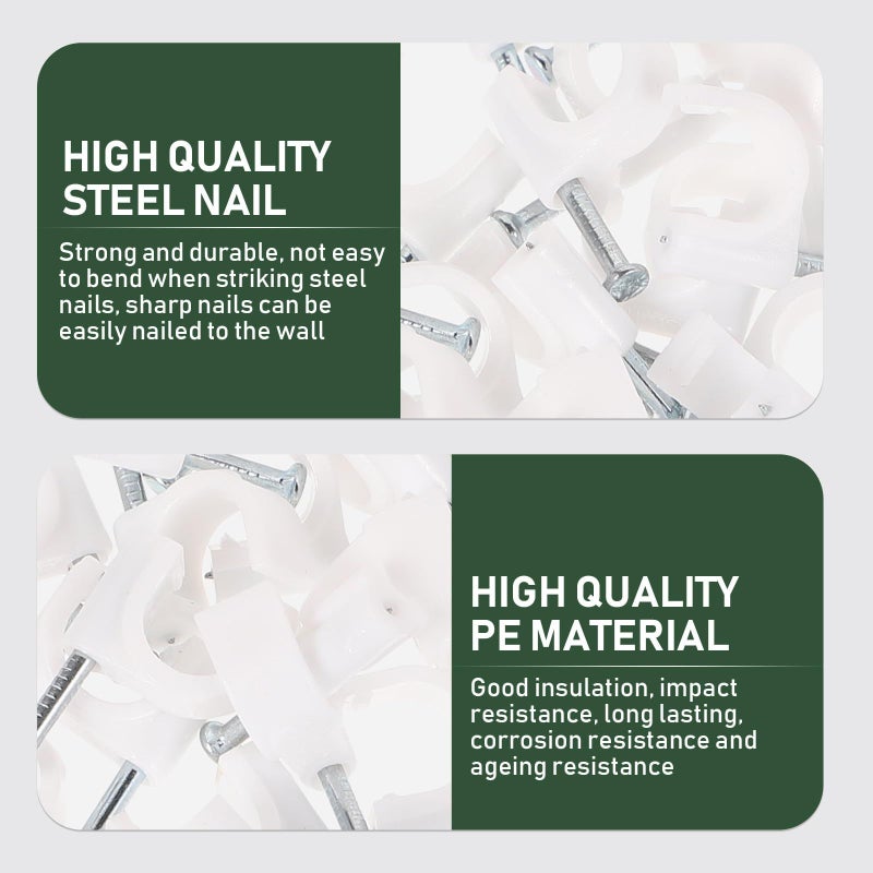 Steel Nail Cable Clips 500pcs Wire Management Staples Telephone Broadband Wall Fixing Plastic Holder Home Office Organization - Image 5