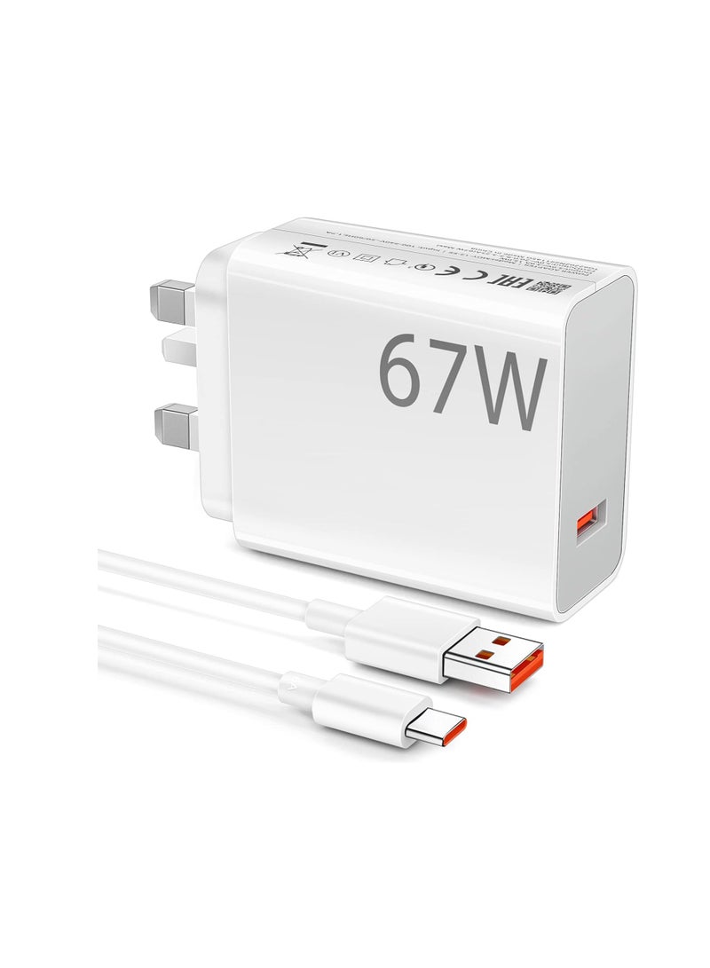 شاحن سريع 67 واط بموصل USB C مع قابس المملكة المتحدة، شاحن موصل USB محول طاقة المملكة المتحدة لهواتف Xiaomi 15/14/14T/13T/13 Lite/13 Pro/12 Mi Redmi Note 14/13/12/11/10 Pro/12X/11T/K80/K70/K60/Pad 7/Pad 7 Pro/POCO X6/X5/X4 نوع C محول طاقة المملكة المتحدة - Image 2