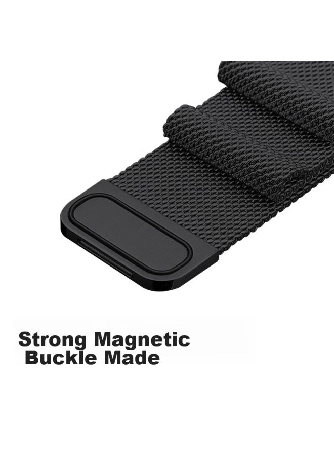 Kmaxai Compatible With Apple Watch S10/9 Milanese Loop Ultra 2/1st Gen Se/8/7/6 Stainless Steel Metal Braided Watch Band With Magnetic Clasp, 45/46/49mm Black - Image 2