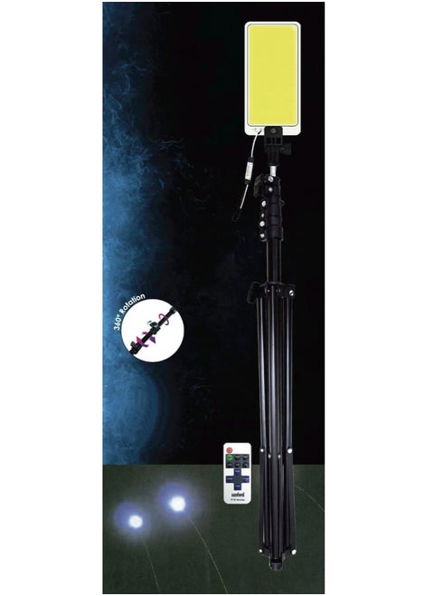 Super Bright Camping Light 47W with 360° Rotation, Adjustable COB LED, 30000 Hour Lifetime, 5m Tripod Rod Outdoor Camping Lantern with Remote Control