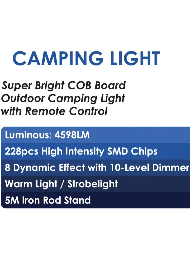 Generic - Super Bright Camping Light 47W with 360° Rotation, Adjustable COB LED, 30000 Hour Lifetime, 5m Tripod Rod Outdoor Camping Lantern with Remote Control - Image 1