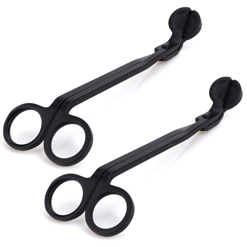 Noneea 2pcs Candle Wick Trimmer Polished Wicker Scissors go deep into The Candle to Cut Spent Chips Allow The Cleaner to Burn and Prevent Smoke buildup Black