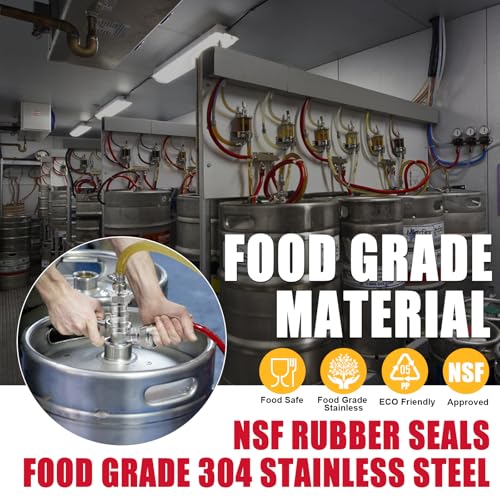 MRbrew All 304 Stainless Steel Keg Coupler, Commercial Sankey Kegerator D System Keg Tap Dispenser for I.D 5/16'' Draft Beer Line Gas Brewing Tubing with Check Valve Sealing Washer Hose Clamp - Image 5