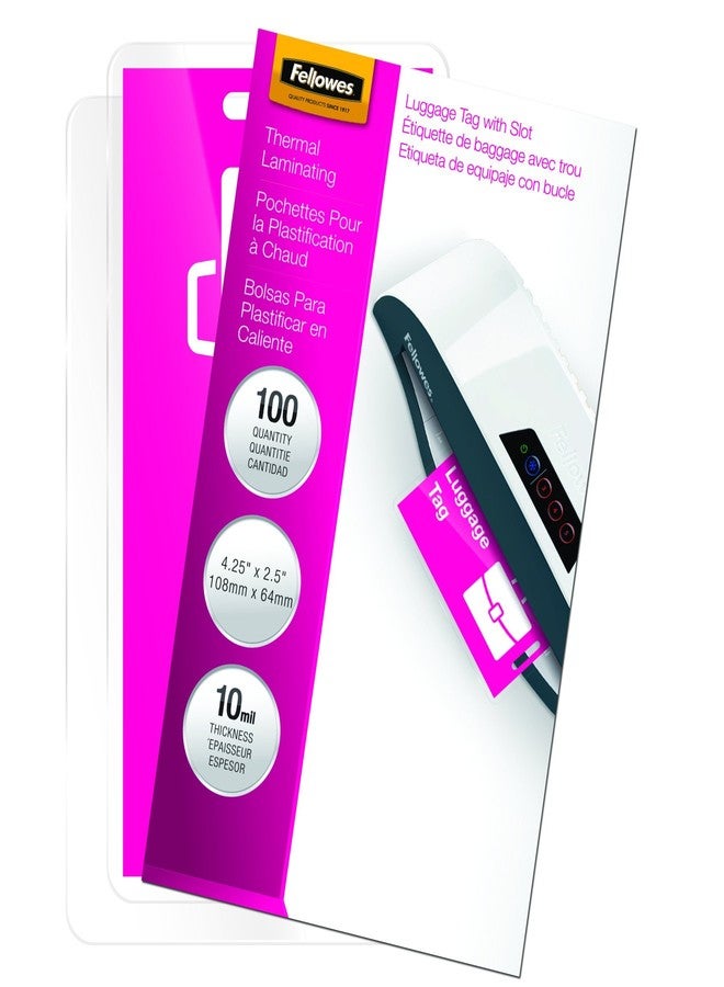 Fellowes, Hot Laminating Pouches, 10 Mil, Luggage Tag, 100 per Pack (52062) - Image 1