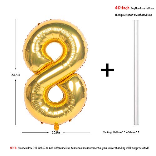 CHANGZHONG 40 Inch Large Gold Number Balloons 8 Aluminum Foil Mylar Big Number Balloons 09 Suitable for Gold Birthday Parties Weddings and Anniversary Photography - Image 5