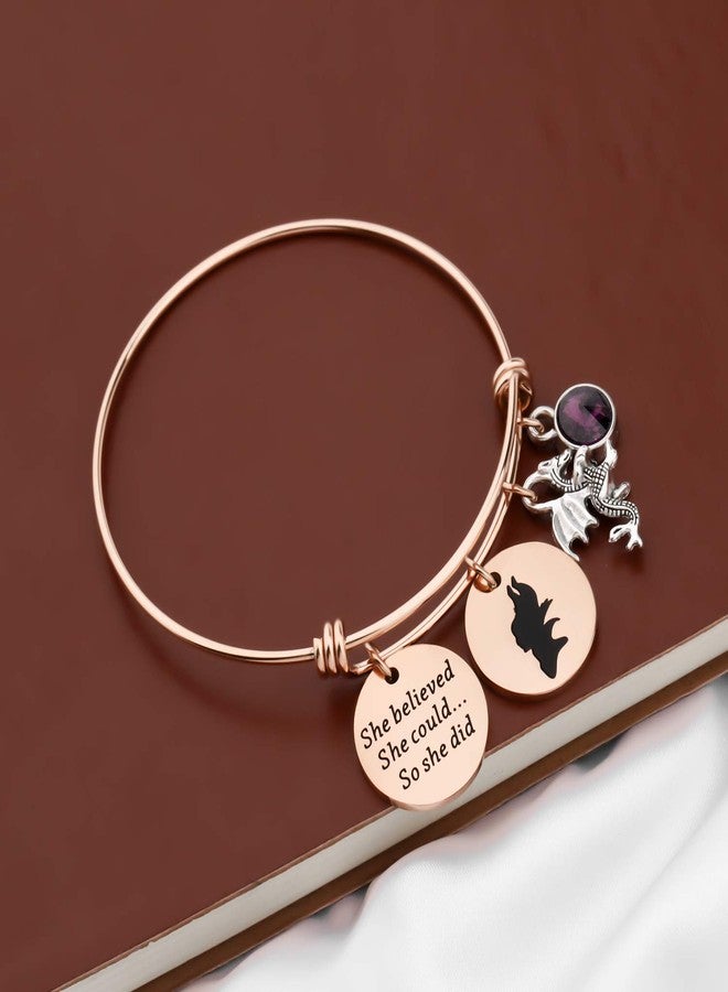 PLITI Funny Movie Inspired Jewelry Movie Gifts Evil Charm Bracelet Sleeping Princess Movie Inspired Gifts She Believed She Could So She Did Silhouette Bangle (she believed male RG bg) - Image 5