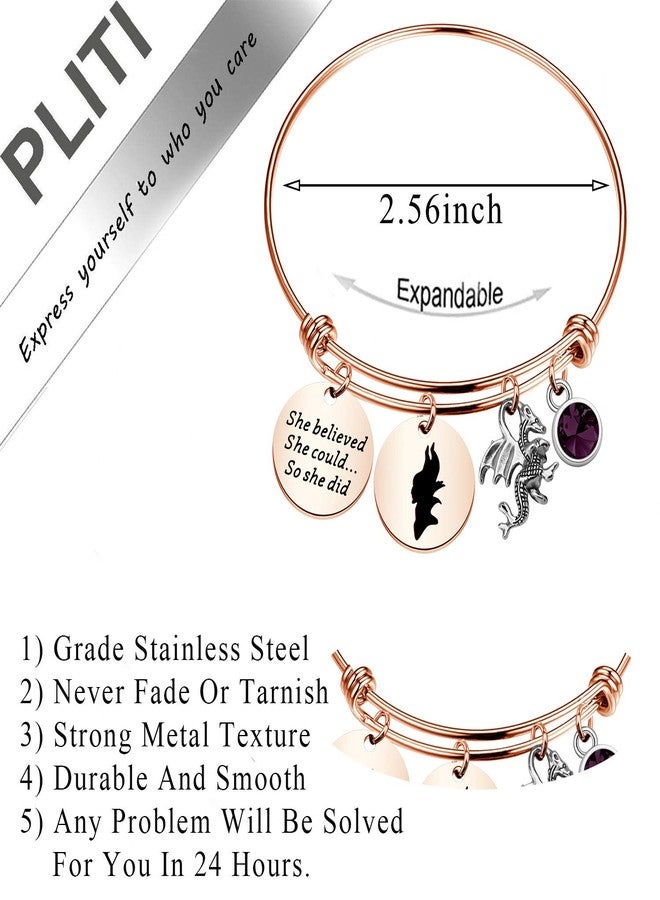 PLITI Funny Movie Inspired Jewelry Movie Gifts Evil Charm Bracelet Sleeping Princess Movie Inspired Gifts She Believed She Could So She Did Silhouette Bangle (she believed male RG bg) - Image 2